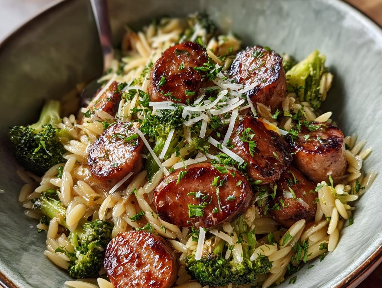 Amazing Chicken Sausage Broccoli Orzo, 30 Min - Chicken Sausage Broccoli Orzo - main visual representation