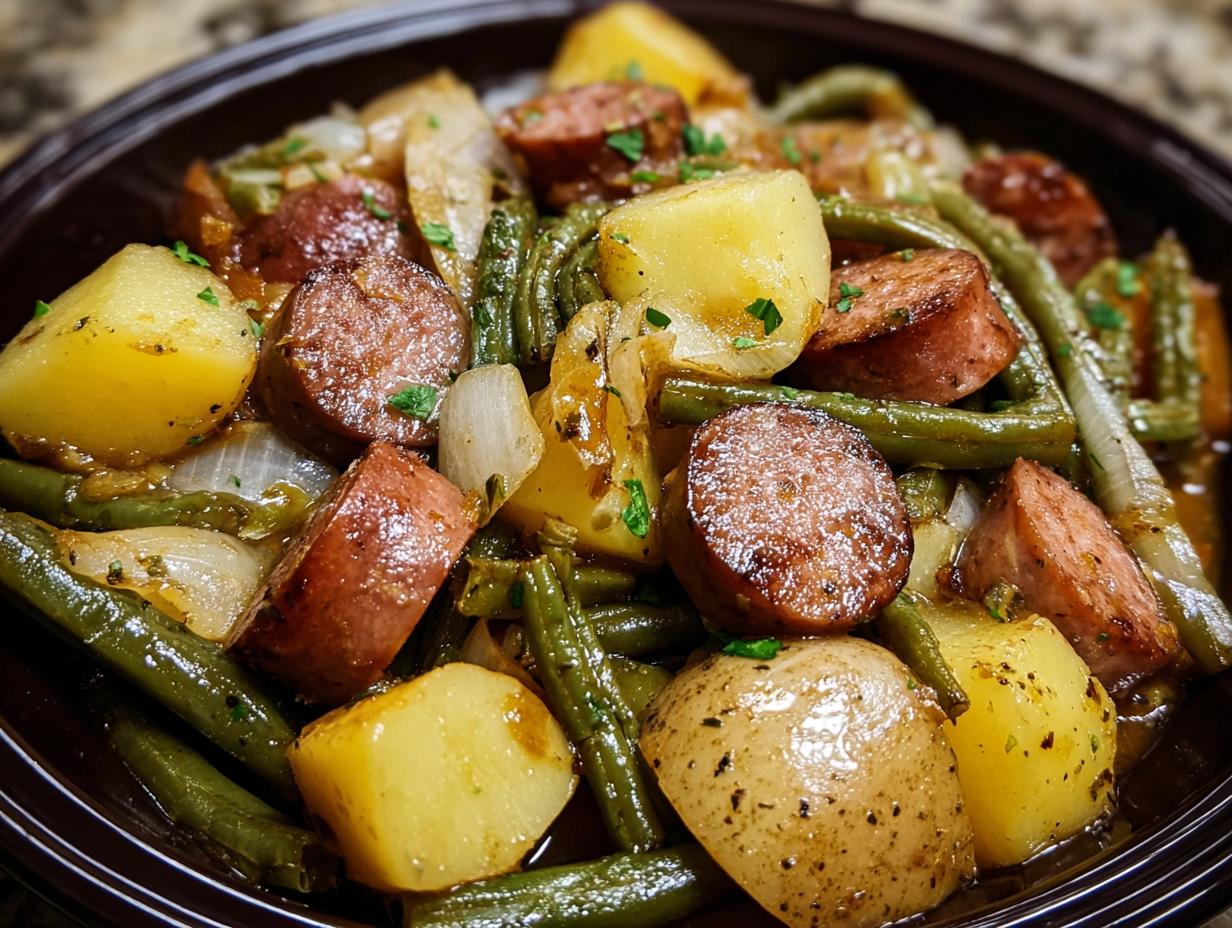 Amazing Crockpot Kielbasa Green Beans: 4 Stars - Crockpot Kielbasa Green Beans - main visual representation