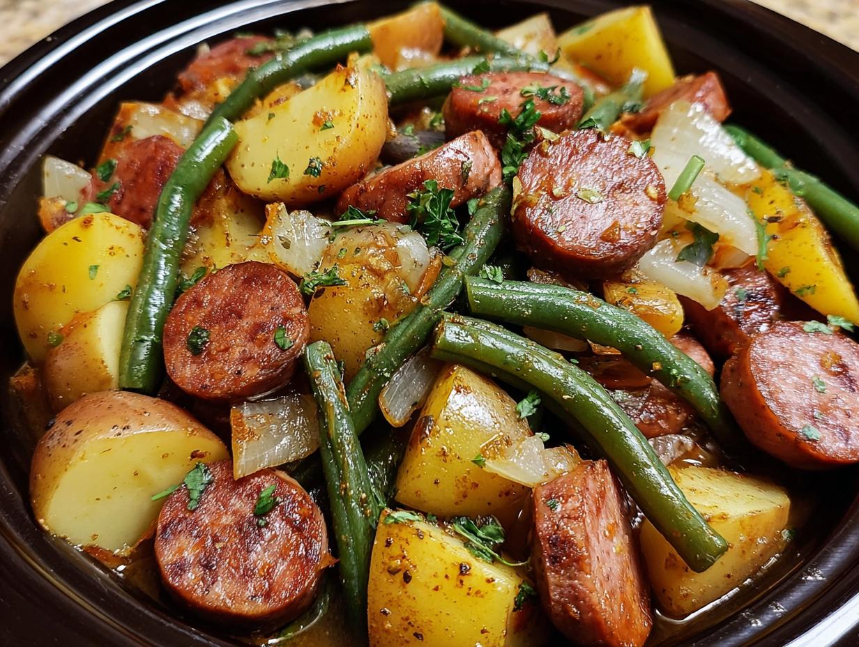 Amazing Crockpot Kielbasa Green Beans: 4 Stars - Crockpot Kielbasa Green Beans - additional detail