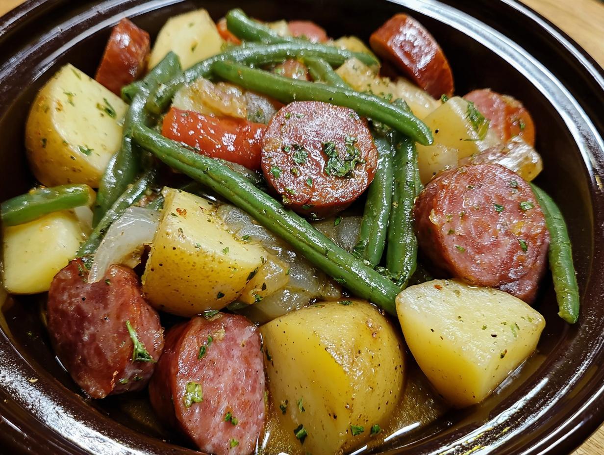 Crockpot Kielbasa Green Beans