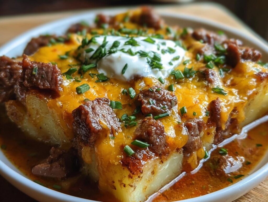 Crockpot Loaded Steak Potato