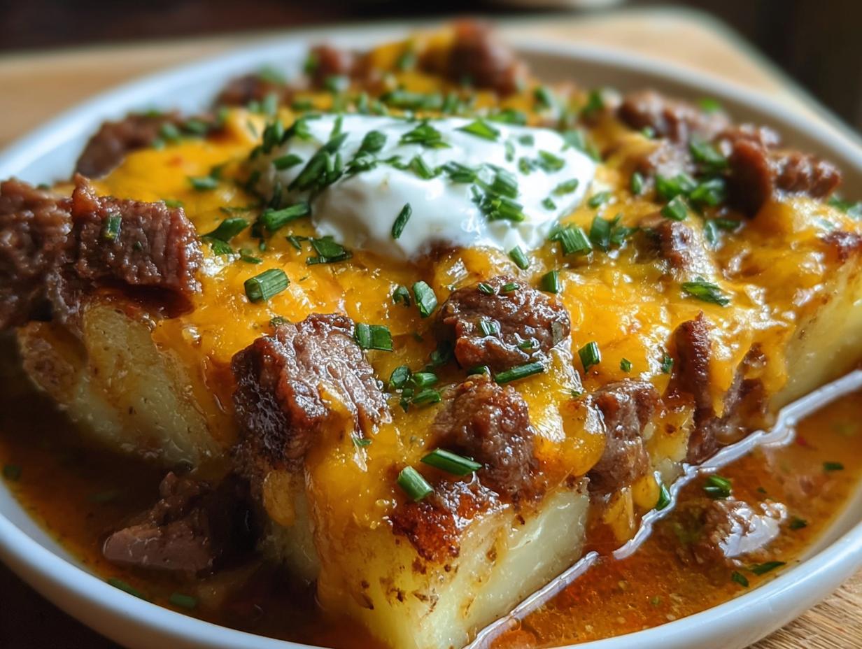 Crockpot Loaded Steak Potato