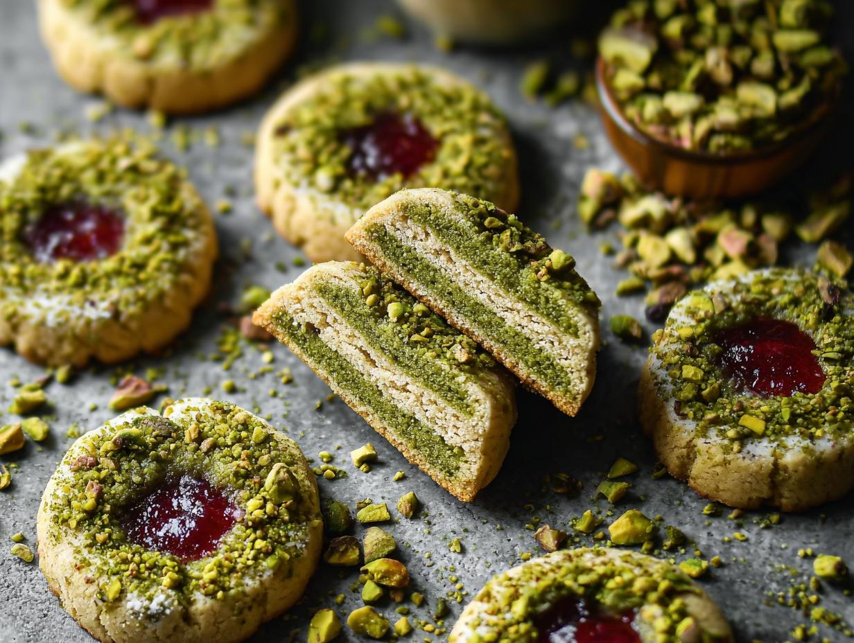Amazing Pistachio Cardamom Jam Thumbprint Cookies - Pistachio Cardamom Jam Thumbprint - main visual representation