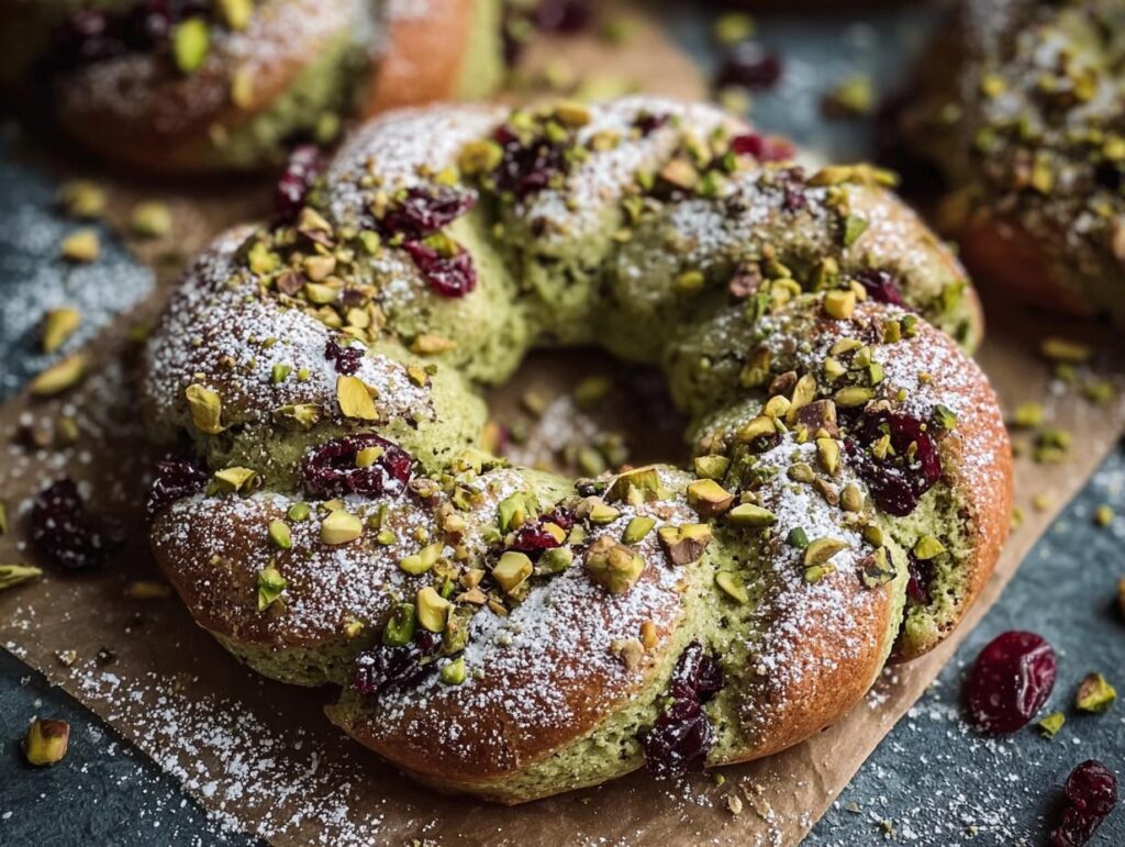 Pistachio Cranberry Wreath Cookies