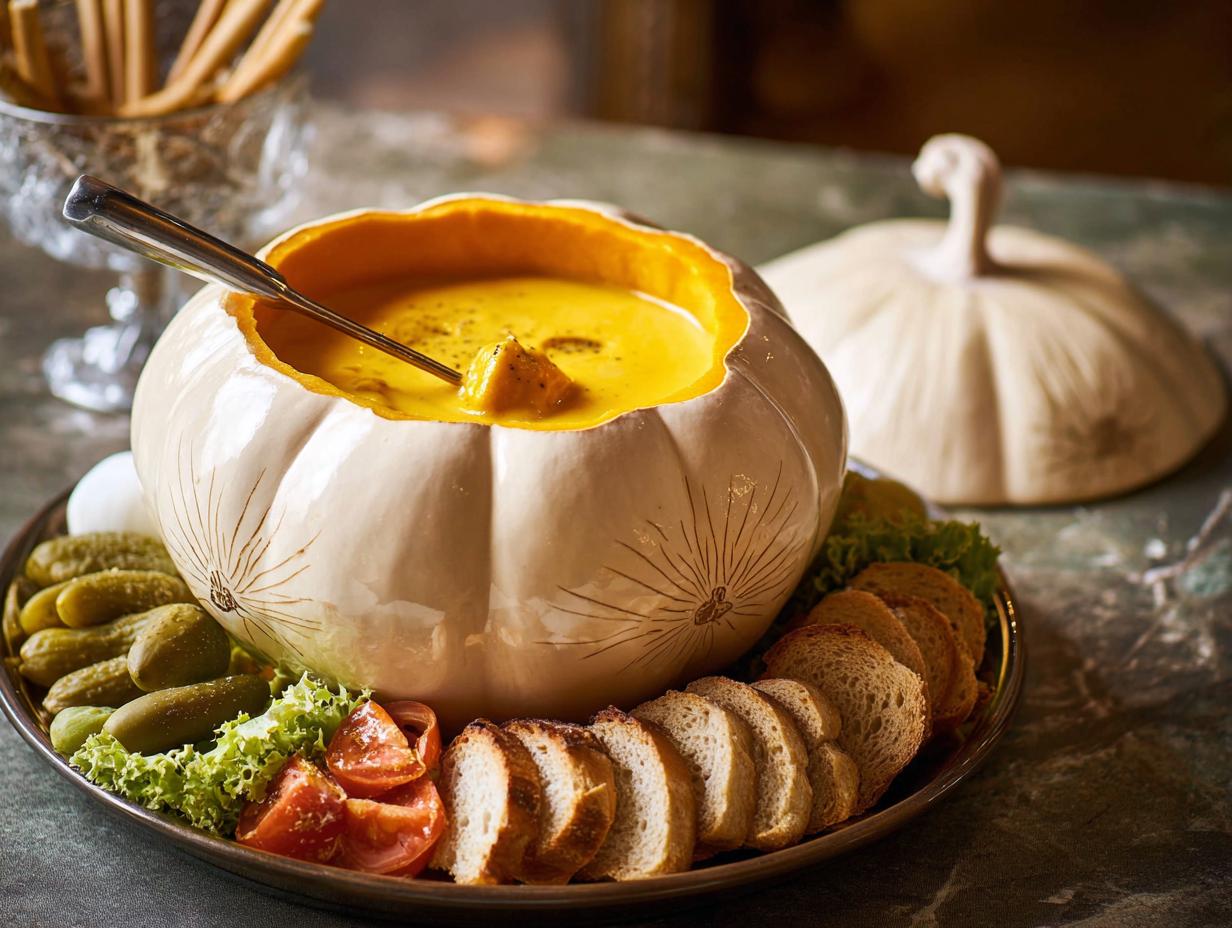 Pumpkin Fondue Bowl: Amazing 10-Minute Prep - Pumpkin Fondue Bowl - additional detail