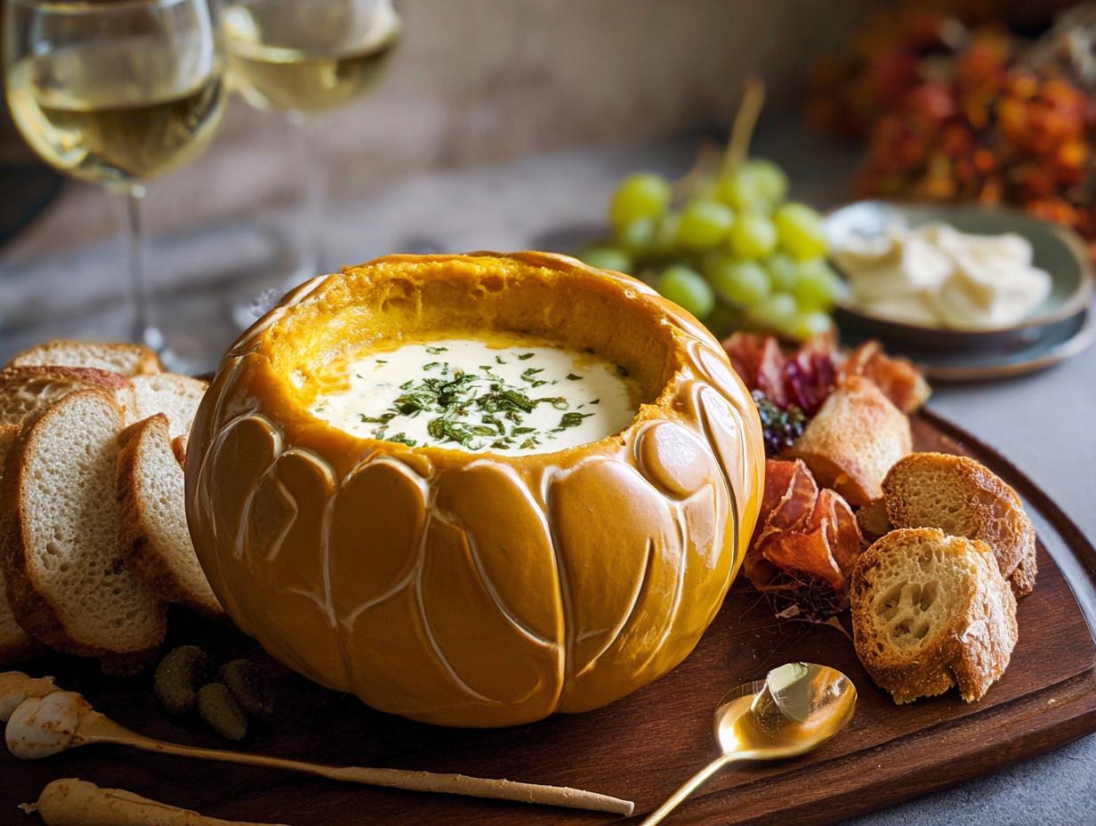 Pumpkin Fondue Bowl: Amazing 10-Minute Prep - Pumpkin Fondue Bowl - additional detail