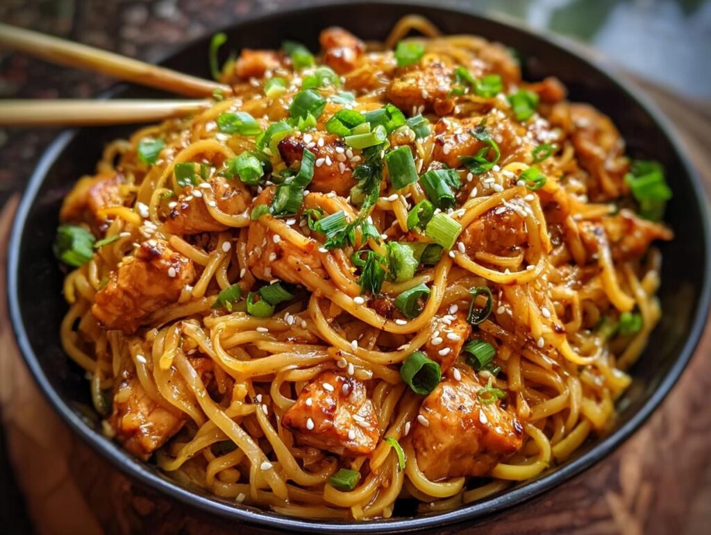 Sticky Garlic Chicken Noodles