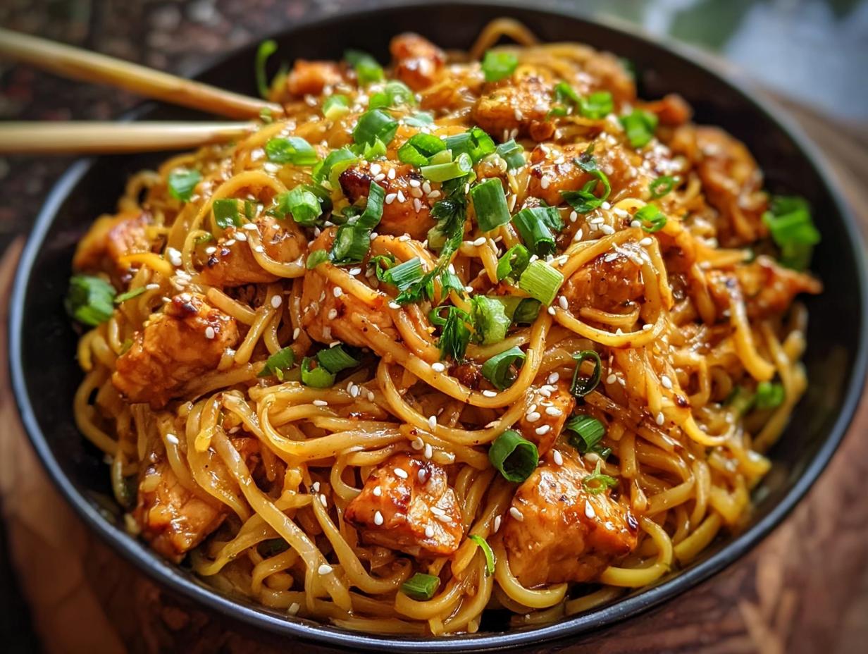 Sticky Garlic Chicken Noodles