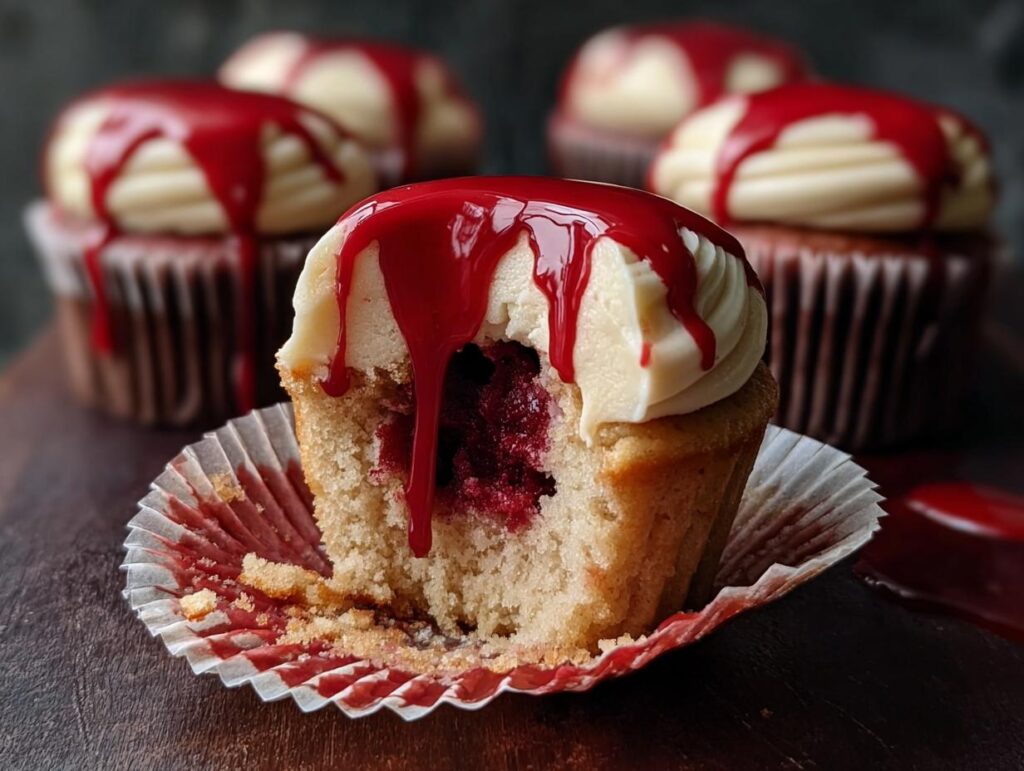 Vampire Bite Halloween Cupcakes