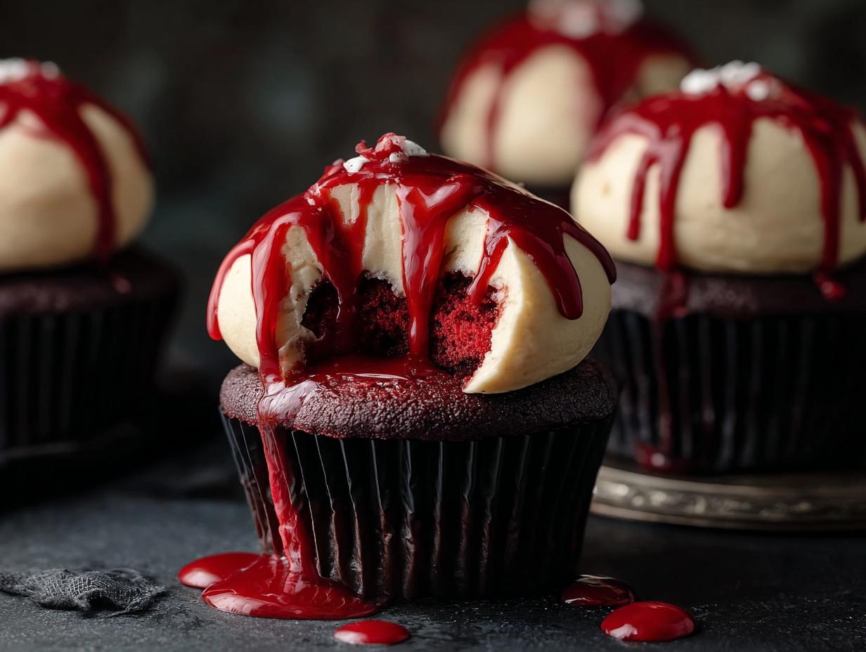 Vampire Bite Halloween Cupcakes: 1 Spooky Treat 5 Vampire Bite Halloween Cupcakes: 1 Spooky Treat - Vampire Bite Halloween Cupcakes - additional detail