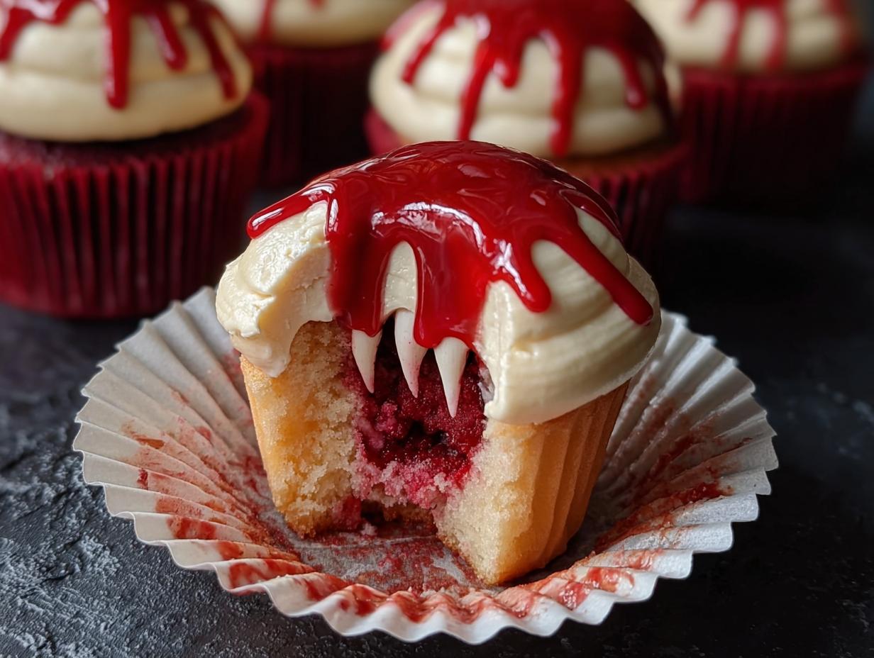 Vampire Bite Halloween Cupcakes: 1 Spooky Treat - Vampire Bite Halloween Cupcakes - additional detail