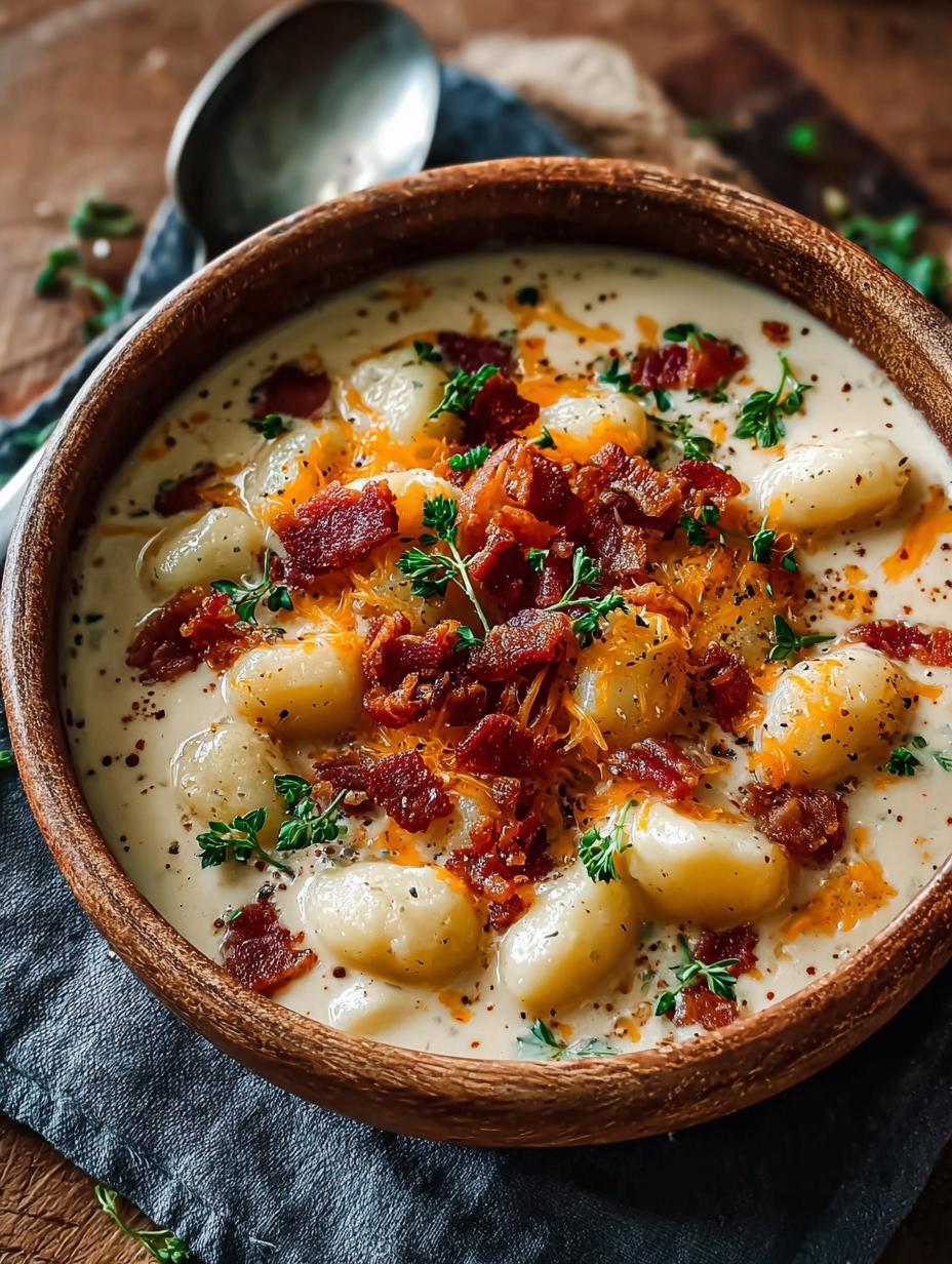 Bacon Cheddar Gnocchi Soup: 1 Amazing Comfort Dish 5 Bacon Cheddar Gnocchi Soup: 1 Amazing Comfort Dish - Bacon Cheddar Gnocchi Soup - additional detail