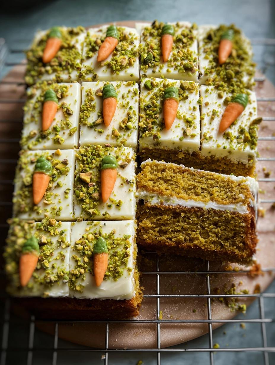 Carrot Sheet Cake Pistachio - close-up of moist carrot cake batter being prepared