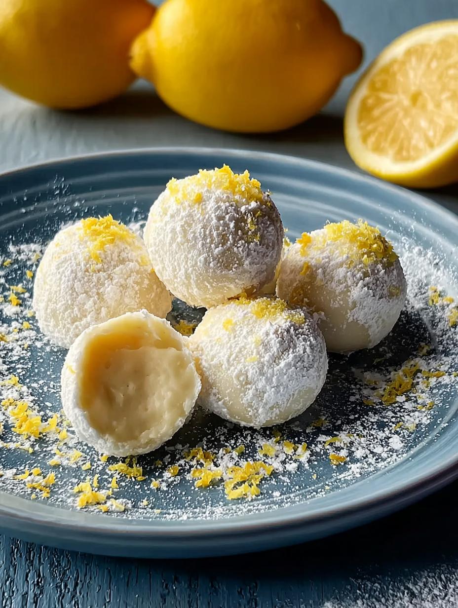 Creamy Lemon Truffles - finished truffles on a serving platter