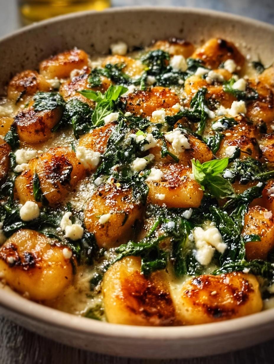 Crispy Gnocchi Spinach Feta: 1 Pan Meal - Crispy Gnocchi Spinach Feta - additional detail