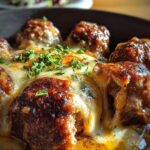 Crockpot French Onion Meatballs