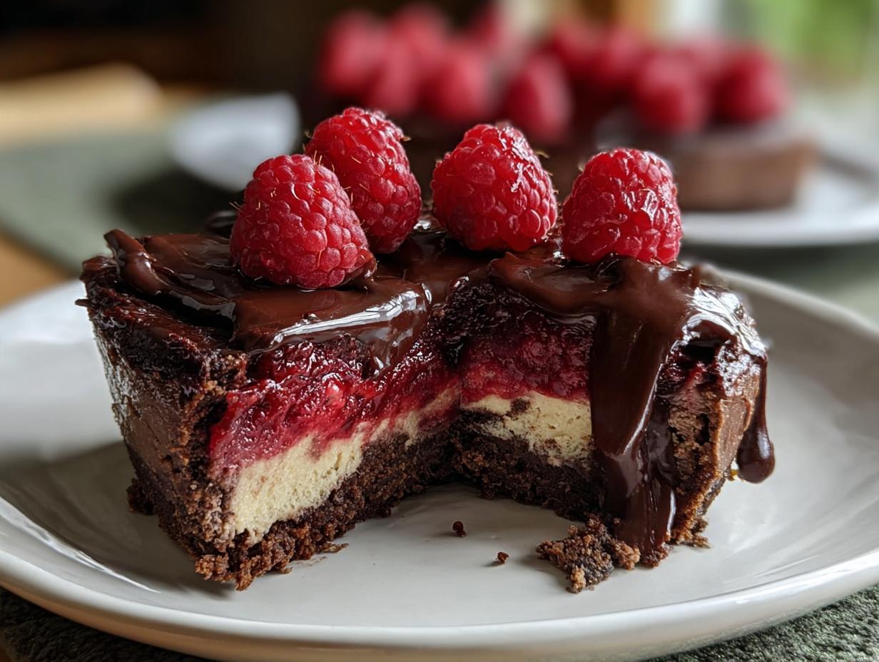 Amazing Dark Chocolate Raspberry Cheesecake Recipe - Dark Chocolate Raspberry Cheesecake - main visual representation