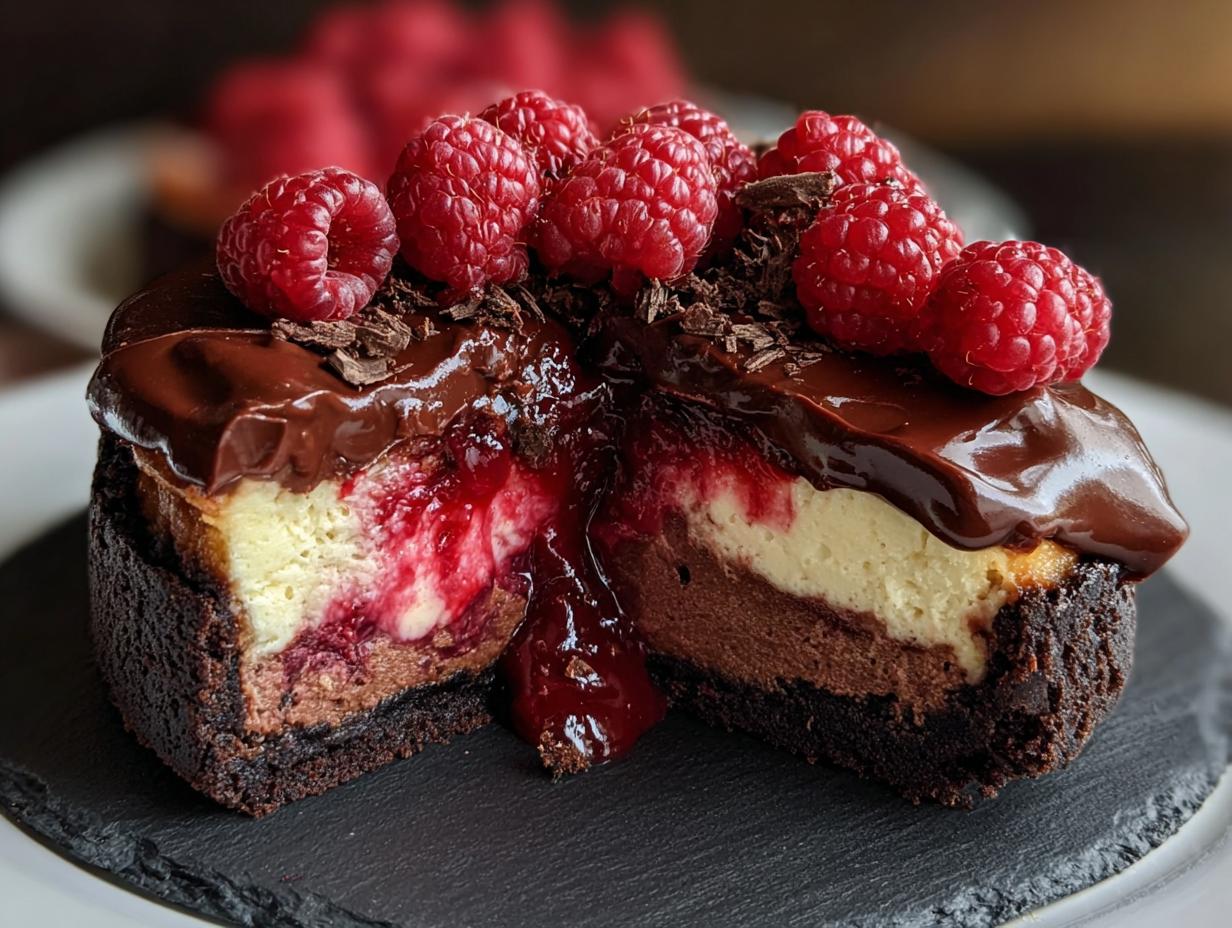 Amazing Dark Chocolate Raspberry Cheesecake Recipe - Dark Chocolate Raspberry Cheesecake - additional detail