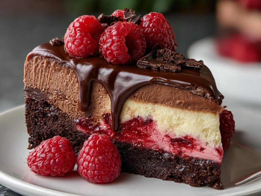 Dark Chocolate Raspberry Cheesecake