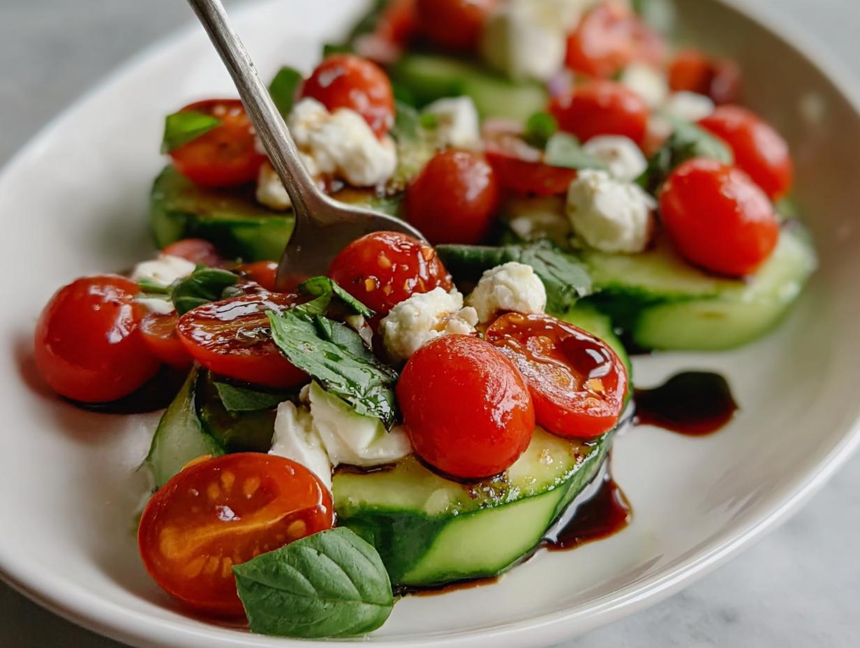 Fresh Cucumber Caprese Salad: 1 Amazing Twist - Fresh Cucumber Caprese Salad - additional detail
