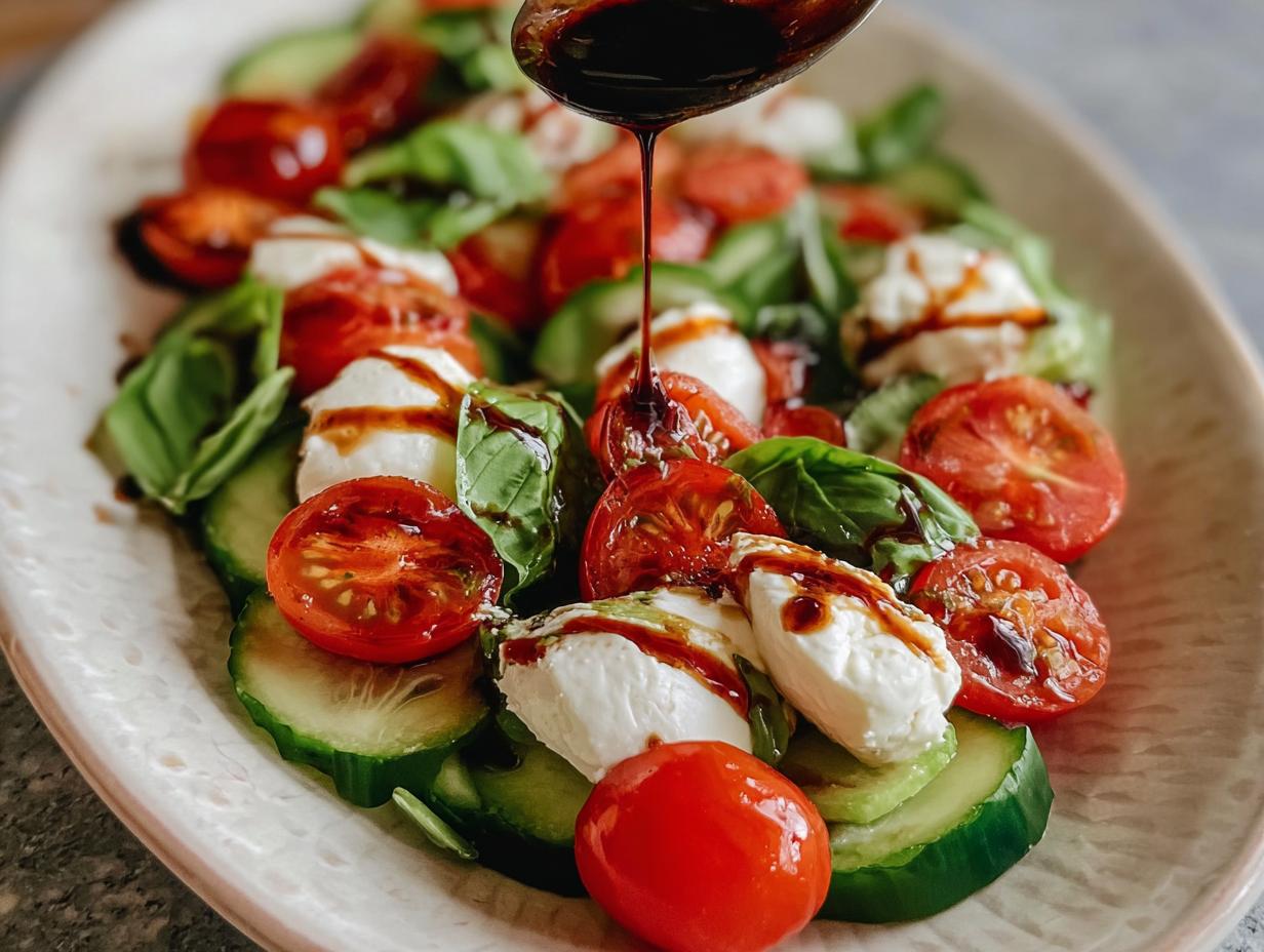 Fresh Cucumber Caprese Salad