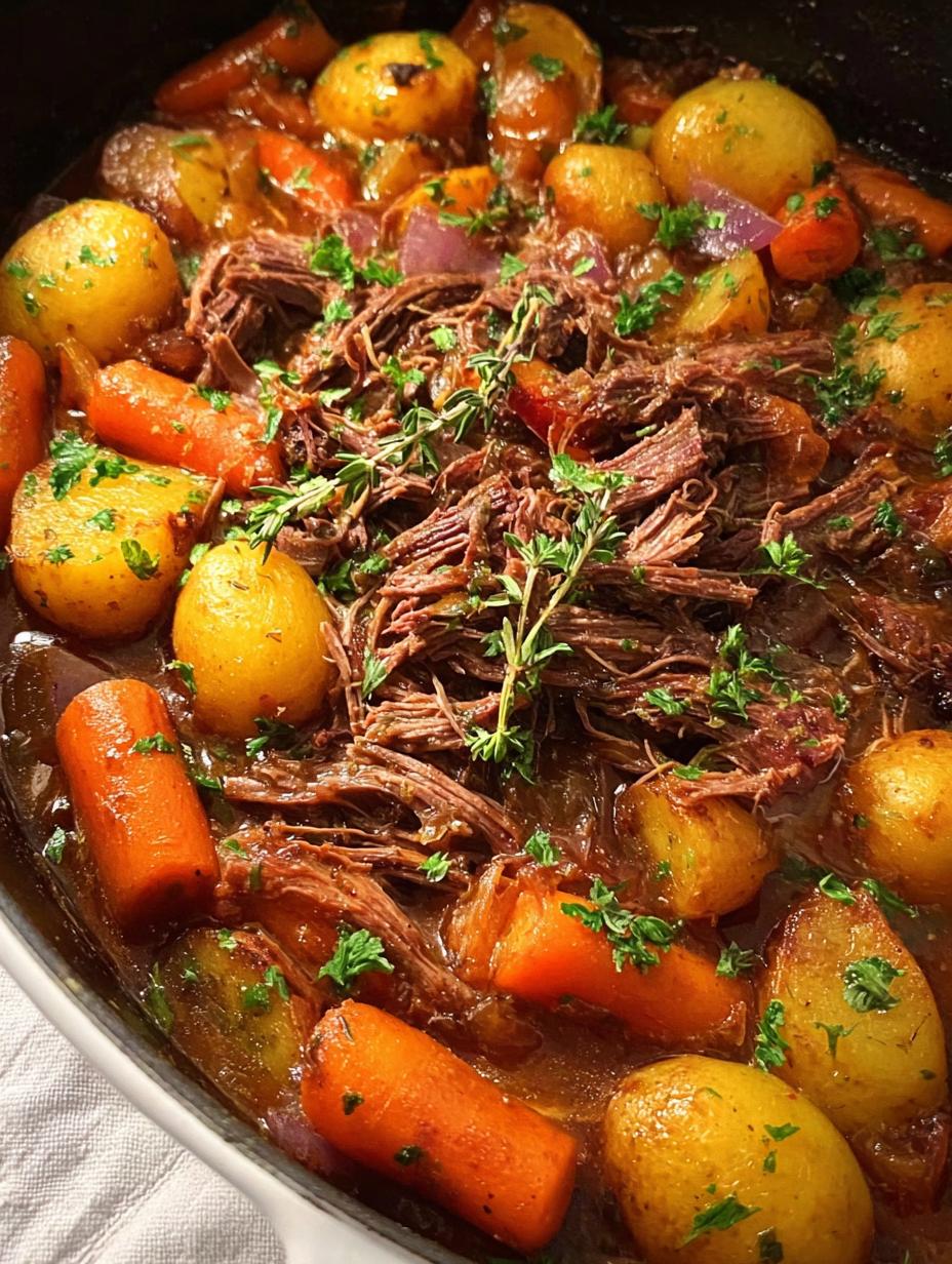 Gluten Free Venison Pot: 1 Amazing Recipe - Tender venison roast braising in a Dutch oven with vegetables and rich broth