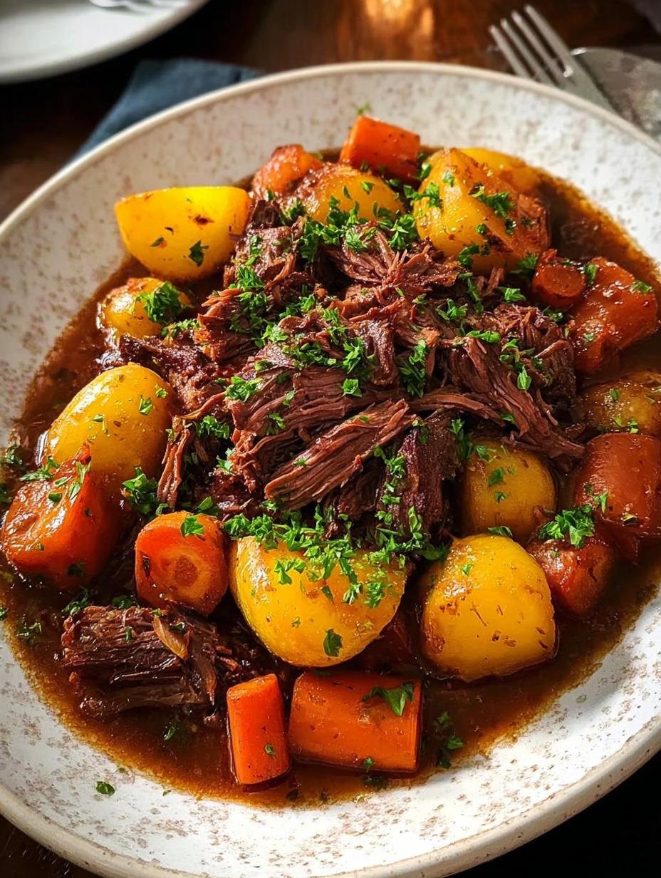 Gluten Free Venison Pot: 1 Amazing Recipe - Close-up of shredded venison and vegetables in a savory gluten-free broth
