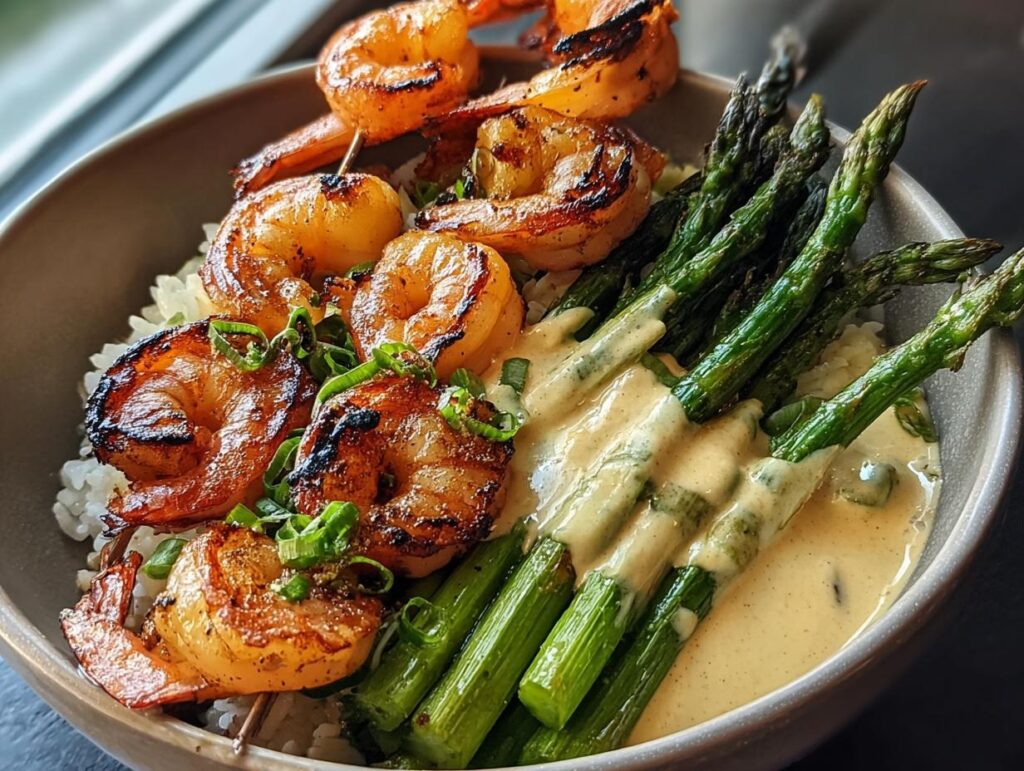 Grilled Shrimp Bowl Asparagus