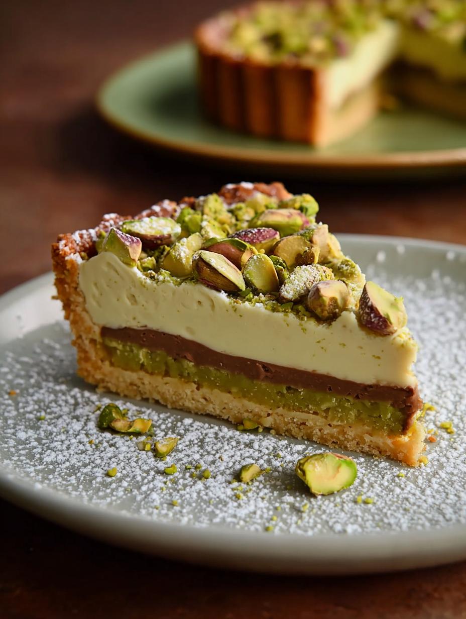 Italian Tart Pistachio Cream - close-up of the creamy pistachio filling