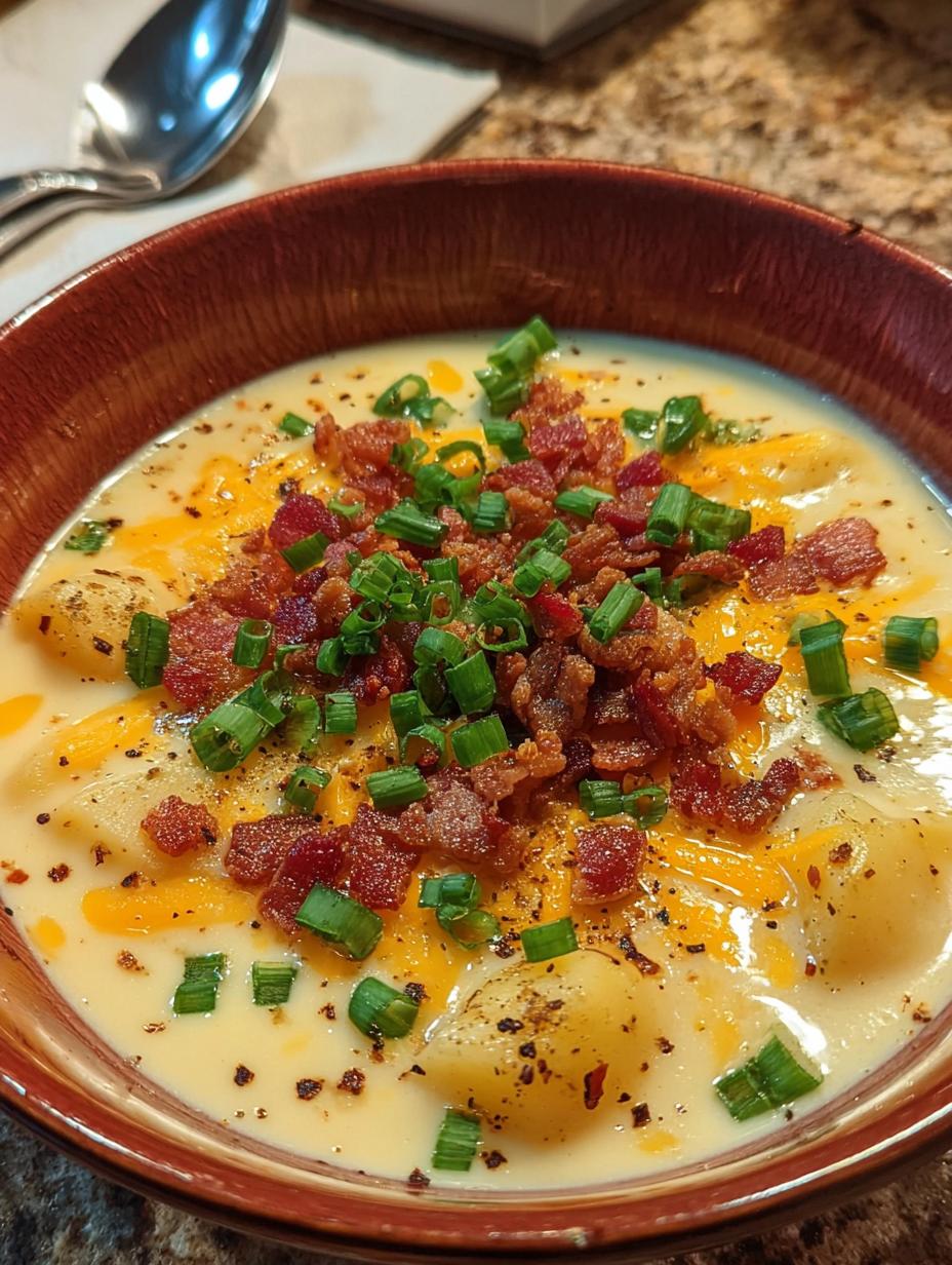 Loaded Potato Cheese Soup: 3 Amazing Comfort Twists - Loaded Potato Cheese Soup - additional detail