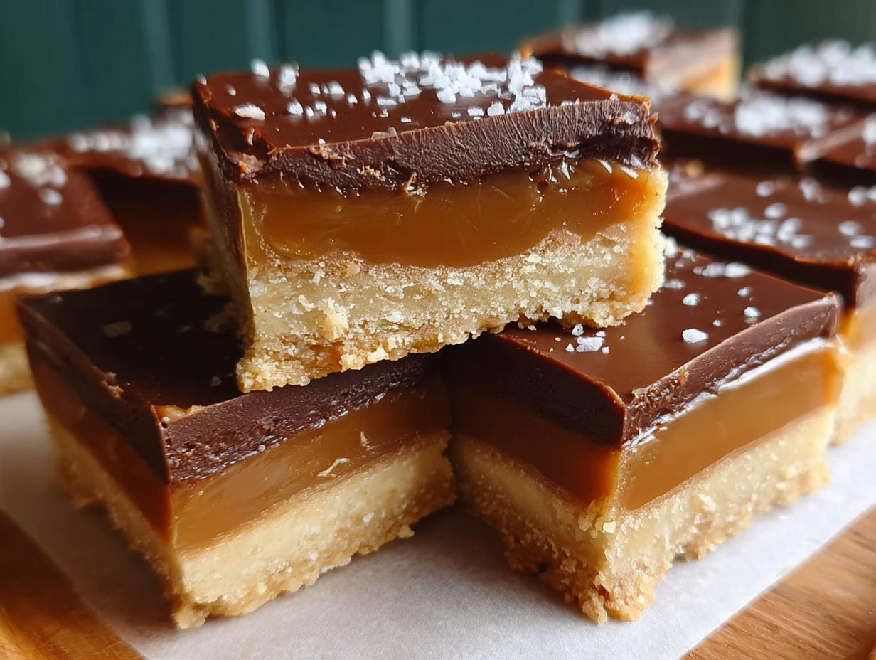 Millionaire Shortbread: 1 Divine Caramel Chocolate 5 Millionaire Shortbread Caramel Chocolate - close-up of the layered dessert