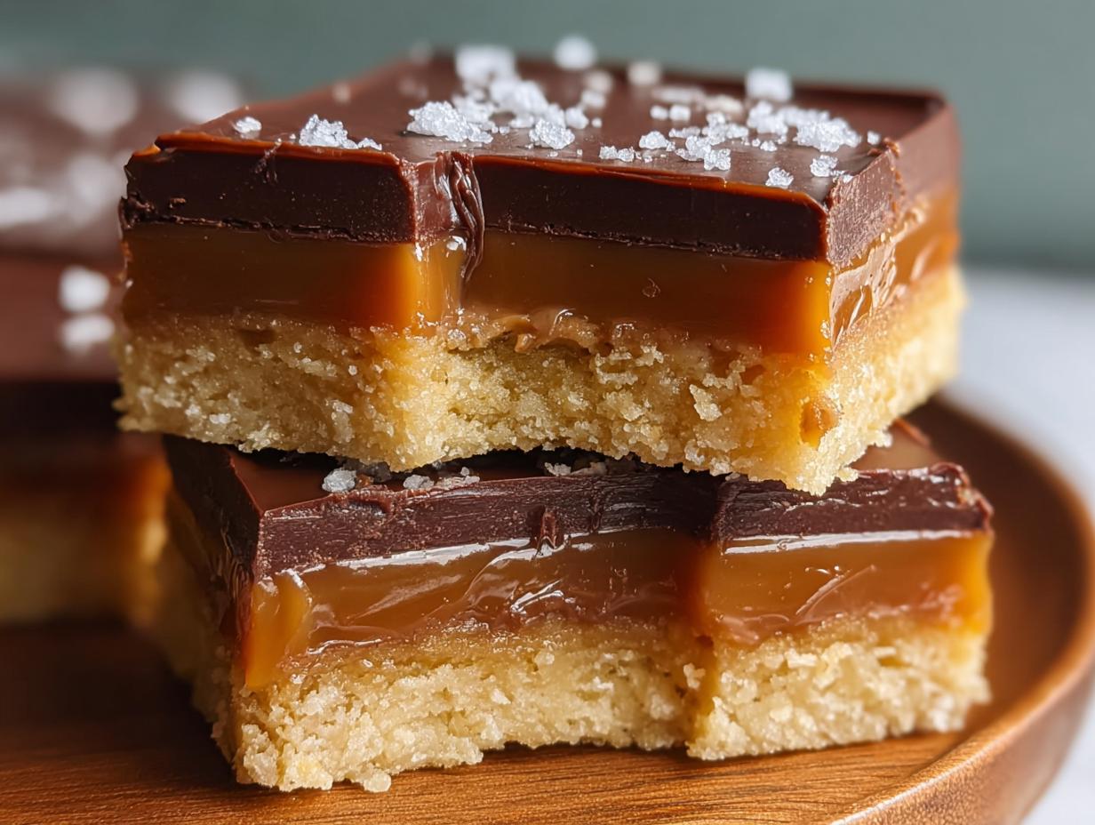 Millionaire Shortbread: 1 Divine Caramel Chocolate 6 Millionaire Shortbread Caramel Chocolate - finished bars with chocolate topping and sea salt