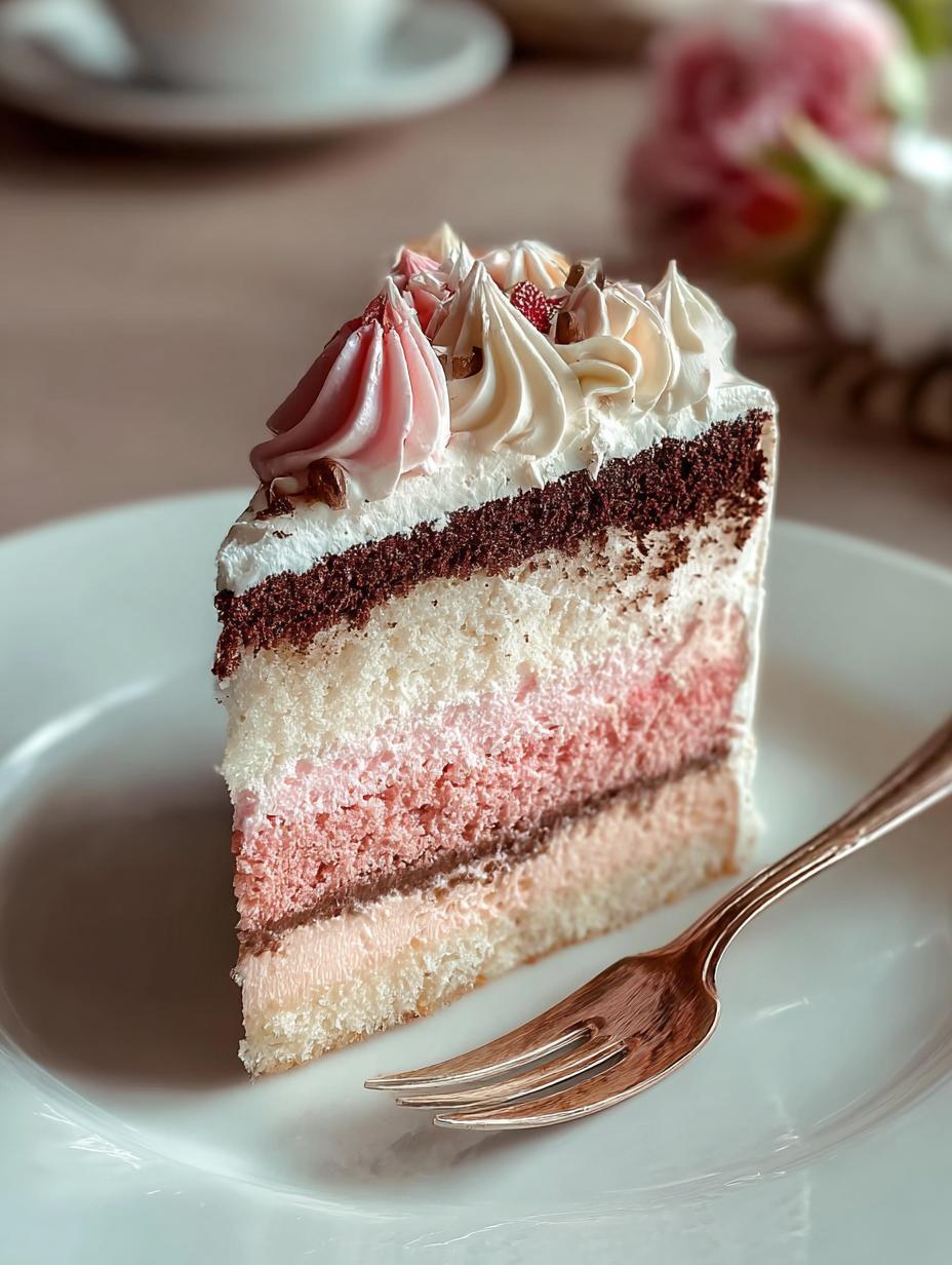 Neapolitan Cake: 3 Dreamy Layers Dessert - Neapolitan Cake Layered Dessert - additional detail