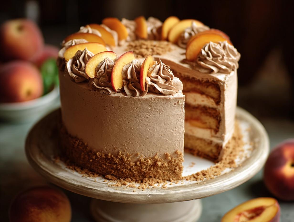 Peach Cake Delicious Brown Sugar Creamy Frosting - Peach Cake Brown Sugar - main visual representation