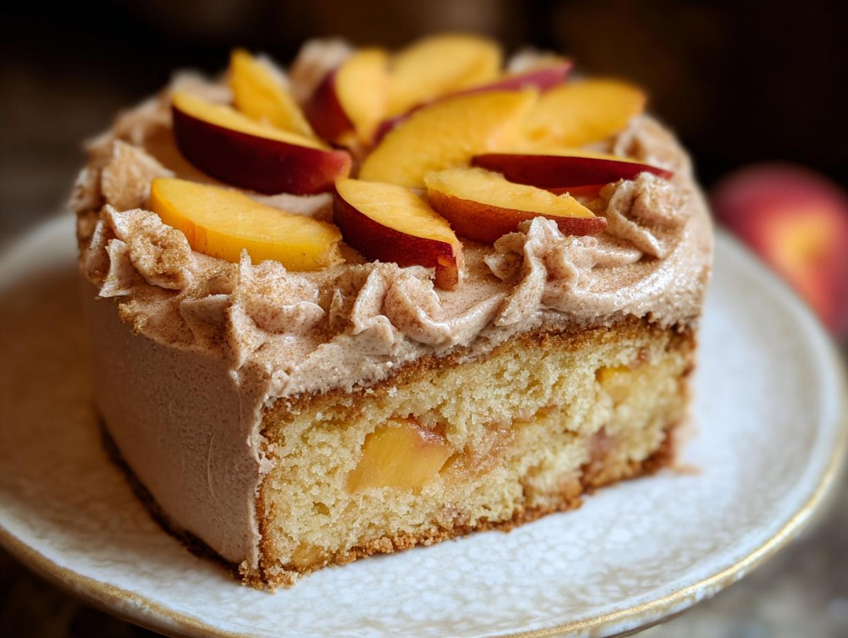 Peach Cake Delicious Brown Sugar Creamy Frosting - Peach Cake Brown Sugar - additional detail