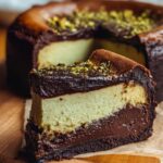 Pistachio Brownie Basque Cheesecake