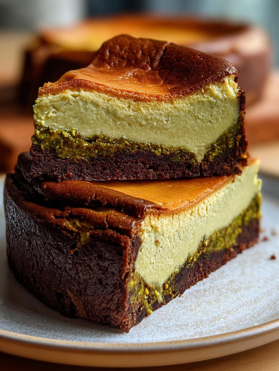 Pistachio Brownie Basque Cheesecake: 1 Amazing Recipe 6 Pistachio Brownie Basque Cheesecake: 1 Amazing Recipe - Pistachio Brownie Basque Cheesecake - additional detail