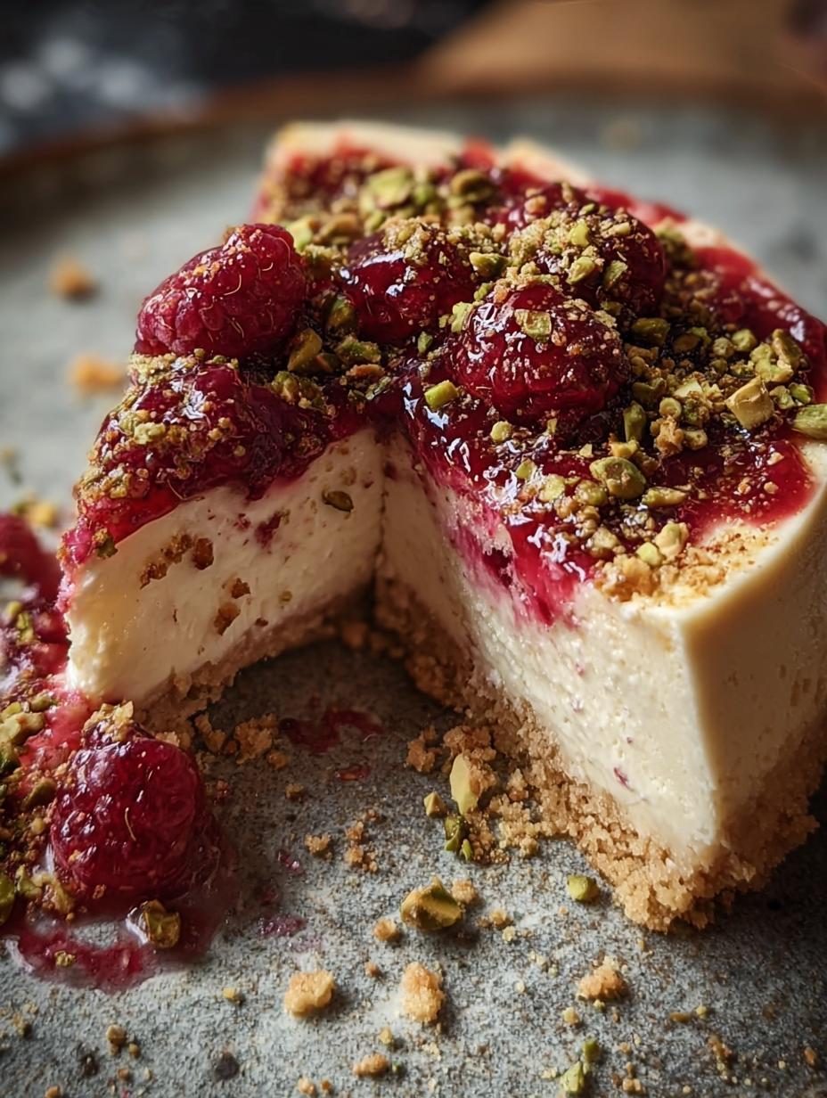 Decadent Raspberry Pistachio Cheesecake: 1 Secret Twist 7 Decadent Raspberry Pistachio Cheesecake - Close-up of the creamy cheesecake filling being prepared