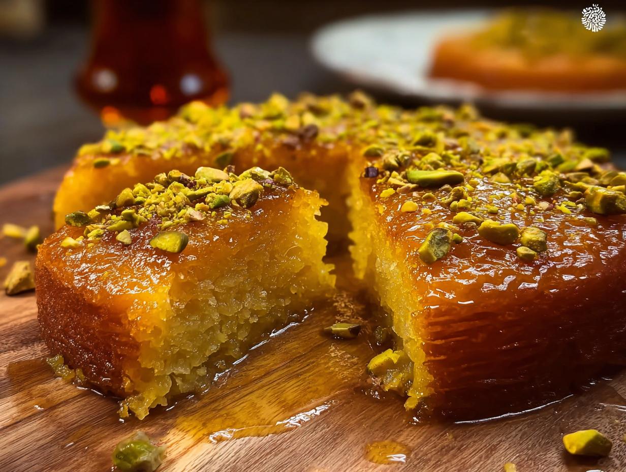 Amazing Saffron Pistachio Basbousa: 20 Min Treat - Saffron Pistachio Basbousa - additional detail