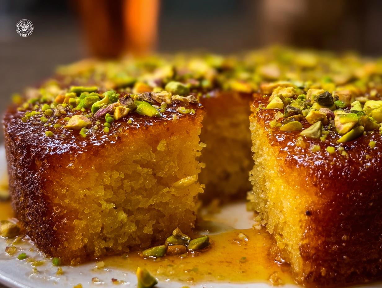 Amazing Saffron Pistachio Basbousa: 20 Min Treat - Saffron Pistachio Basbousa - additional detail