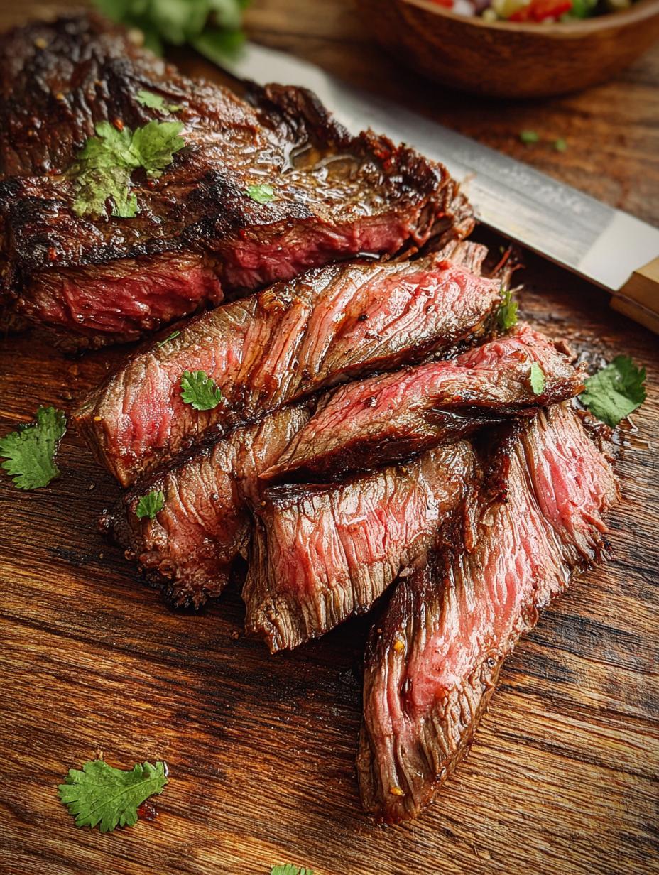 Air Fryer Skirt Steak: Seasoned and ready for the air fryer