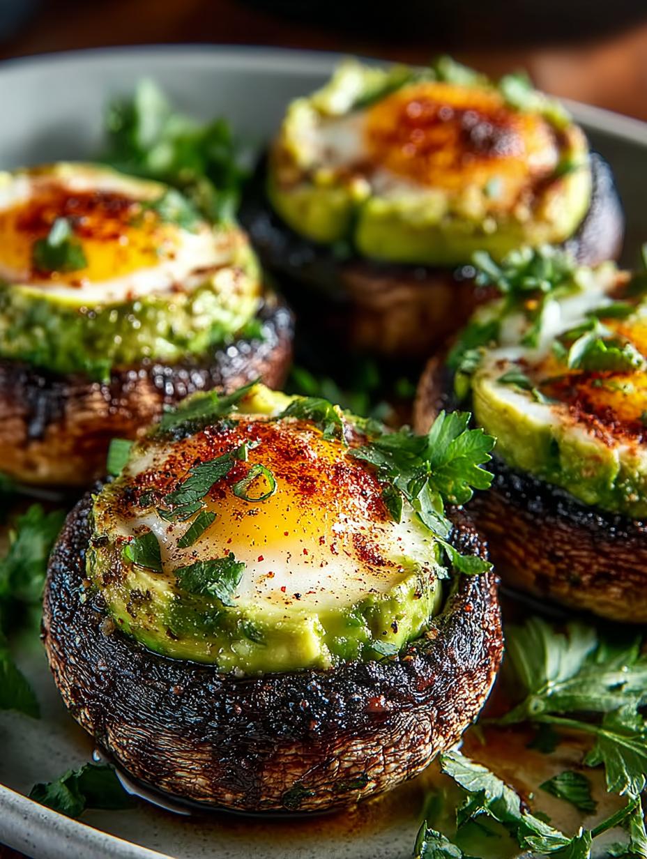 Avocado Egg Stuffed Mushrooms