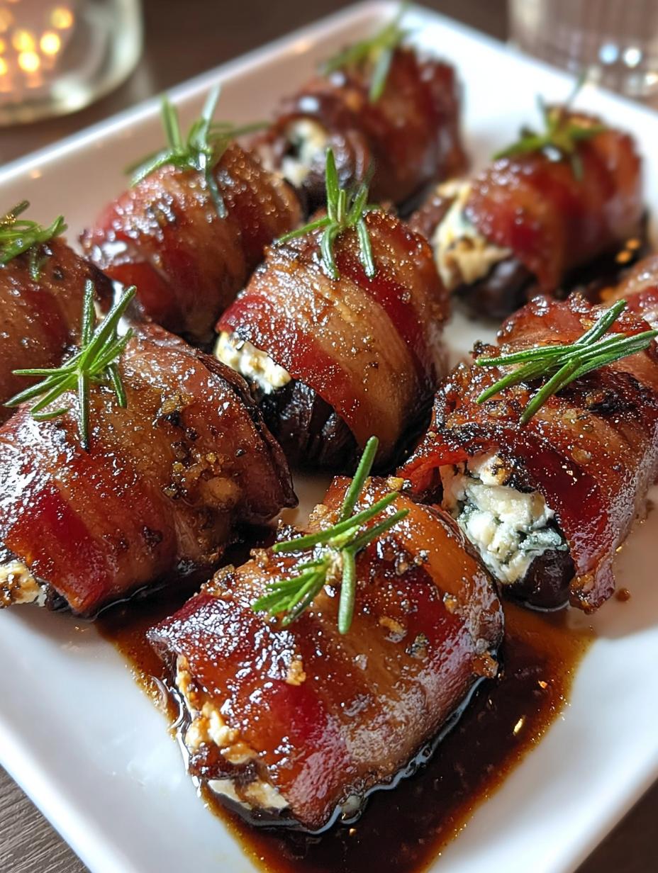Bacon Wrapped Dates Goat Cheese appetizer with crispy bacon and creamy filling