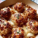 Baked French Onion Meatballs