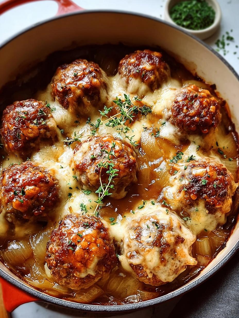 Amazing Baked French Onion Meatballs, 1 secret ingredient - Baked French Onion Meatballs - additional detail