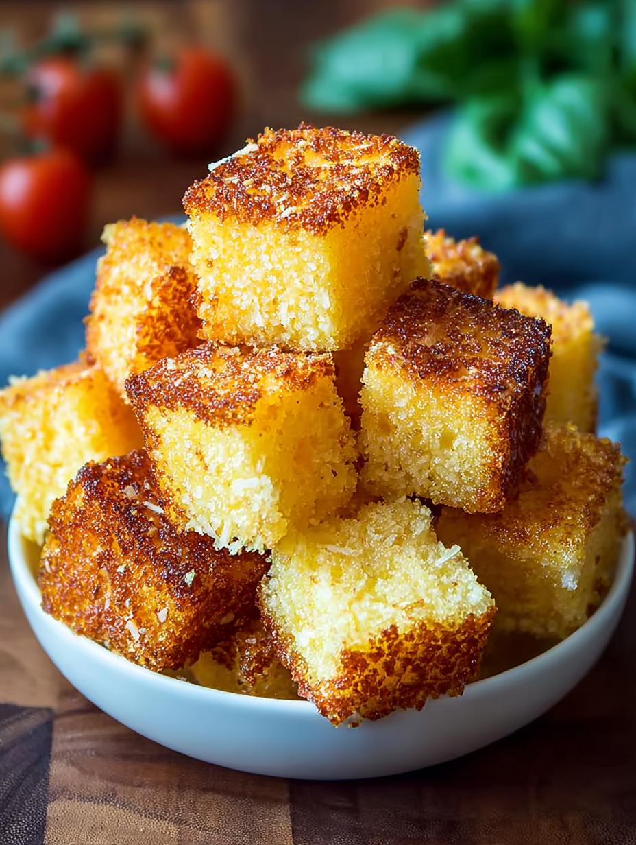 Baked Parmesan Polenta Croutons: 8 Crunchy Recipes to Savor 6 Baked Parmesan Polenta Croutons: 8 Crunchy Recipes to Savor - Baked Parmesan Polenta Croutons - additional detail