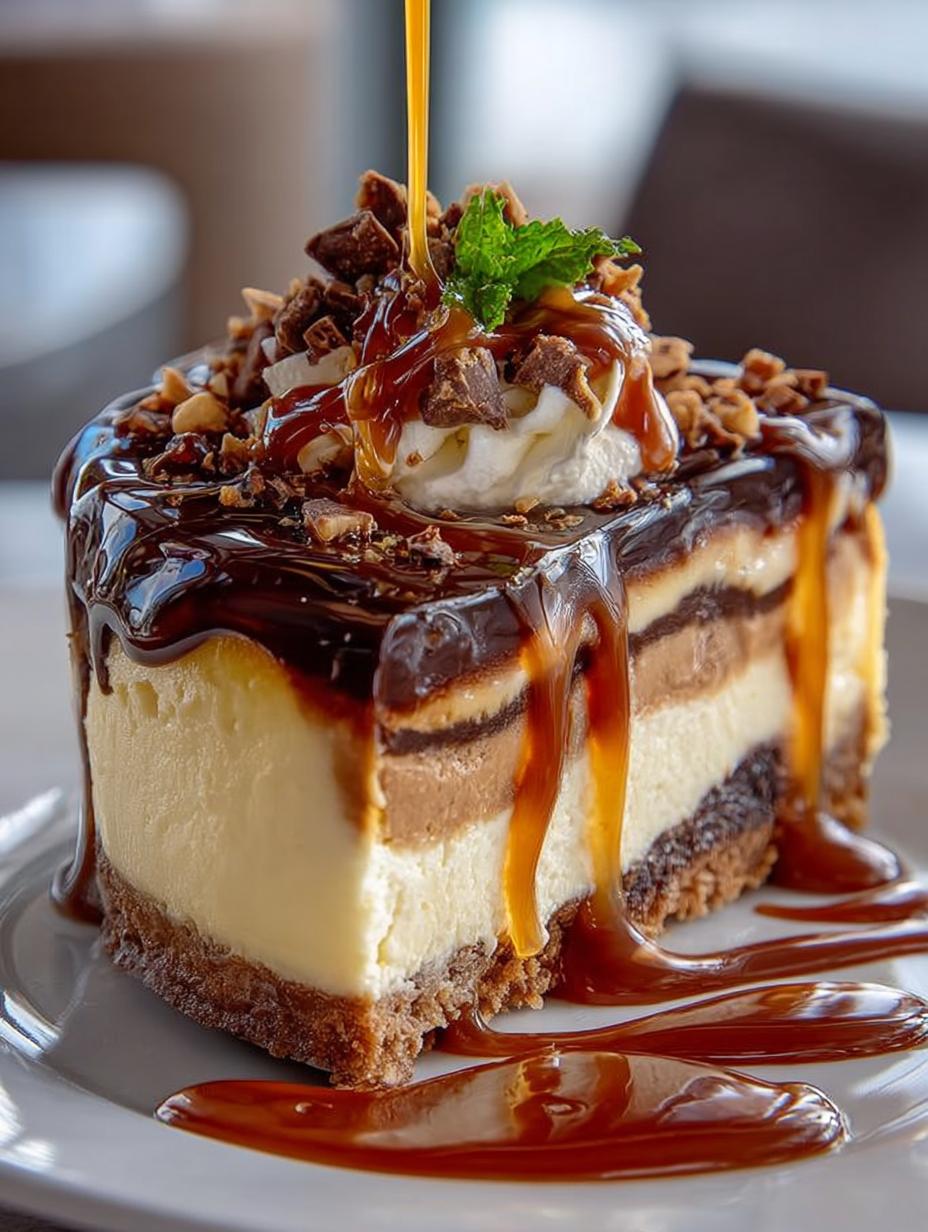 Indulgent Caramel Chocolate Coffee Cheesecake Recipe - Caramel Chocolate Coffee Cheesecake - main visual representation