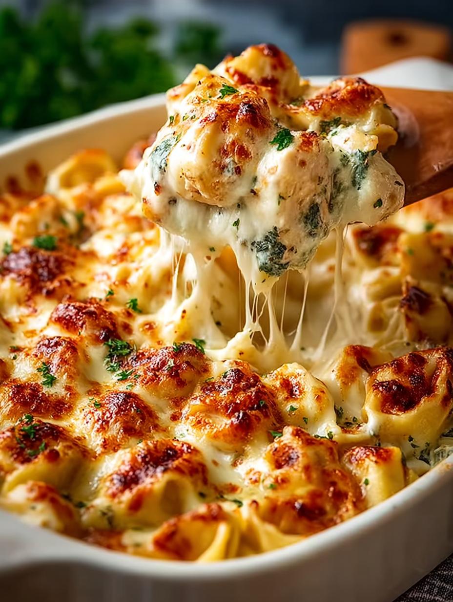 Cheesy Chicken Tortellini Bake
