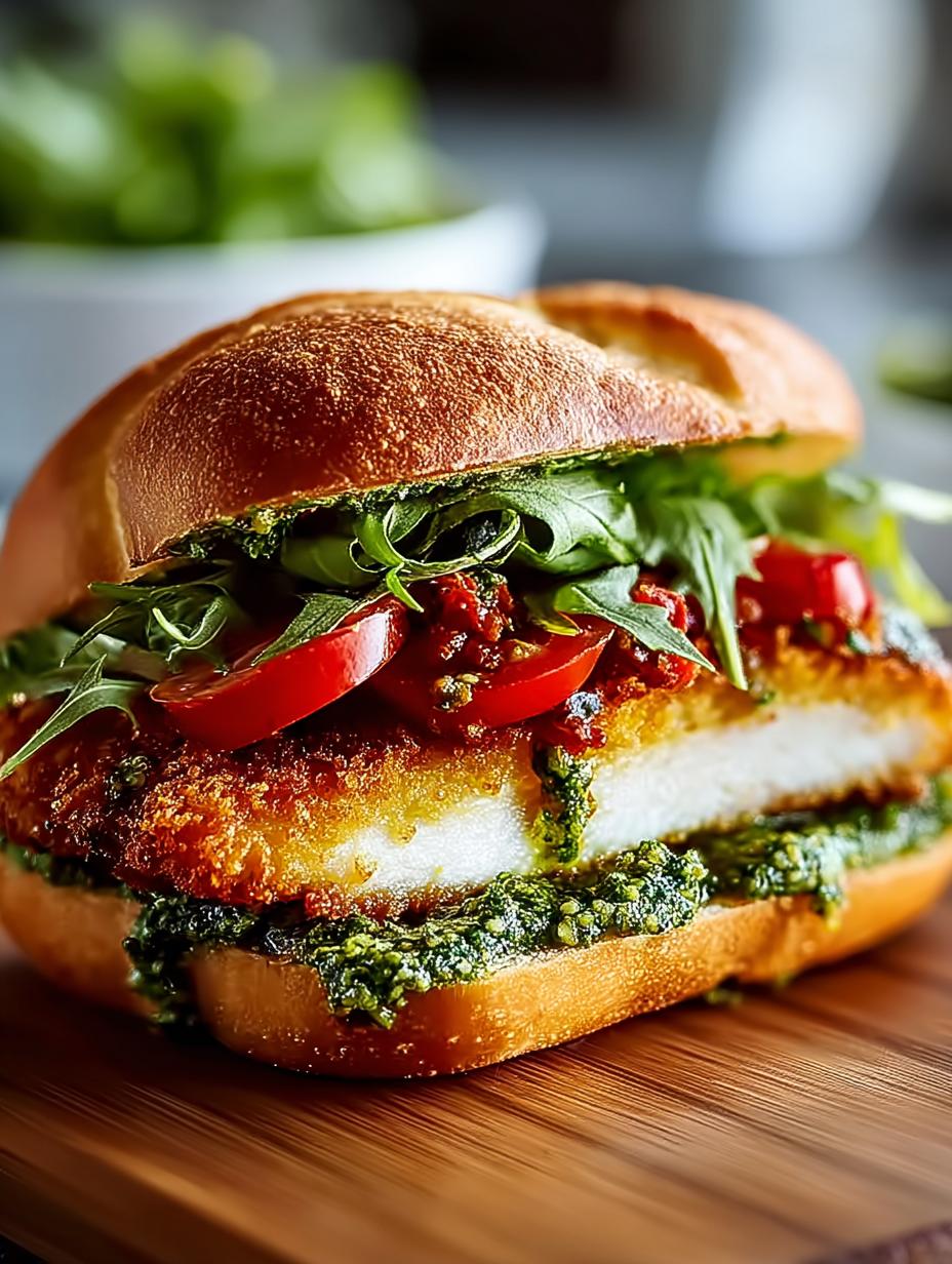 Irresistible Chicken Schnitzel Pesto Sandwich Recipe - Chicken Schnitzel Pesto Sandwich - main visual representation