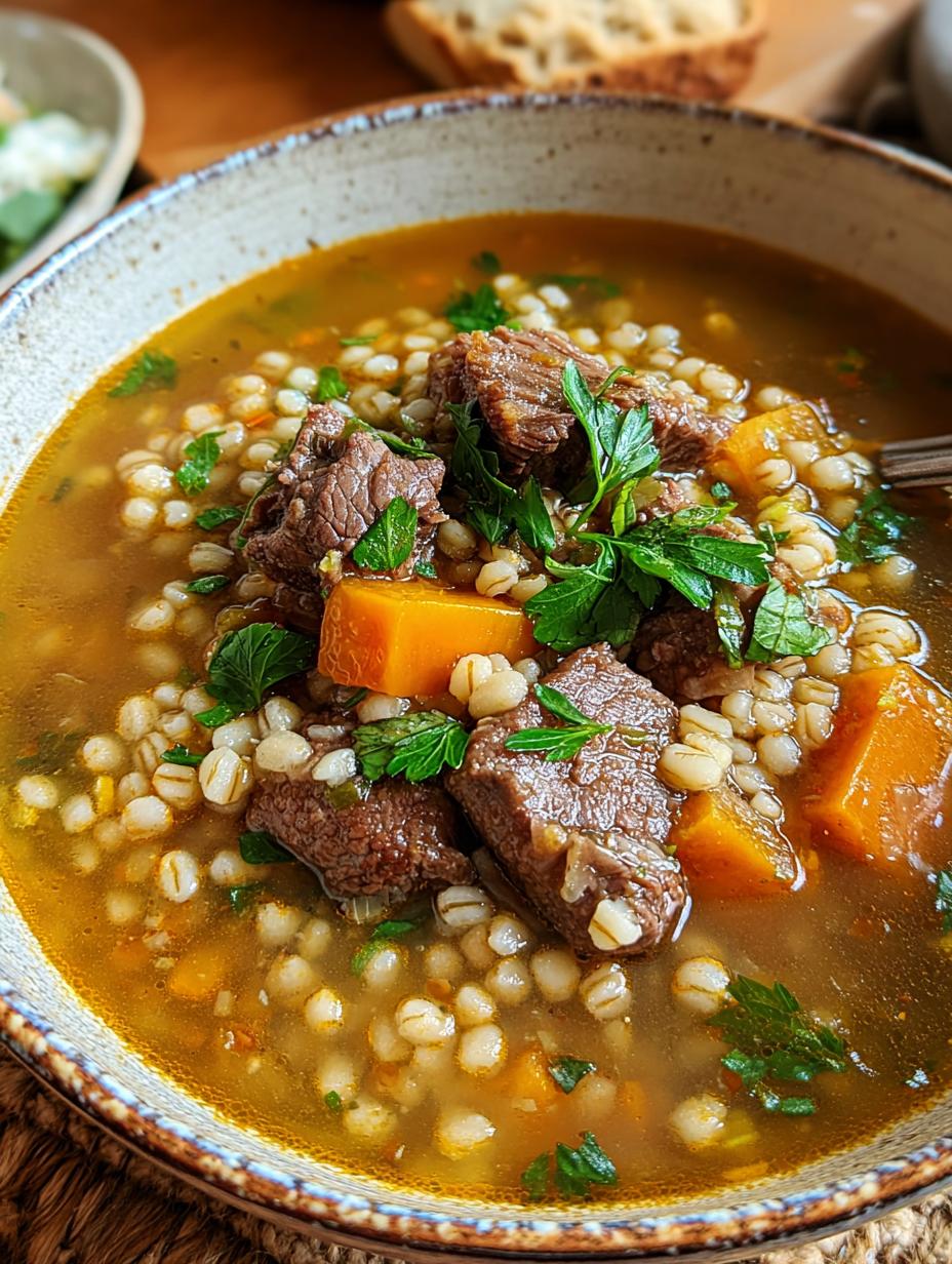 Comforting Beef Barley Soup: 1 Hearty Hug 6 Comforting Beef Barley Soup: 1 Hearty Hug - Comforting Beef Barley Soup - additional detail